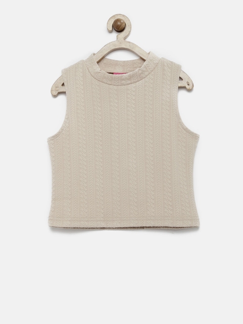 

Tiny Girl Beige Self-Design Regular Top