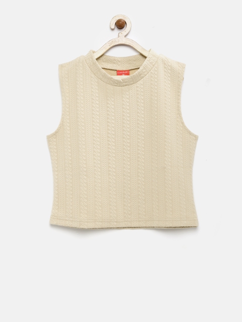 

Tiny Girl Beige Self-Design Regular Top