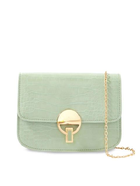 

Accessorize Green & Gold-Toned Textured Envelope Clutch