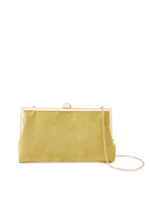 

Accessorize Lime Green & Gold-Toned Box Clutch