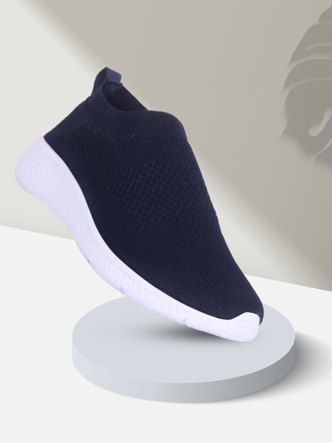 

M7 by Metronaut Men Navy Blue Woven Design Slip-On Sneakers