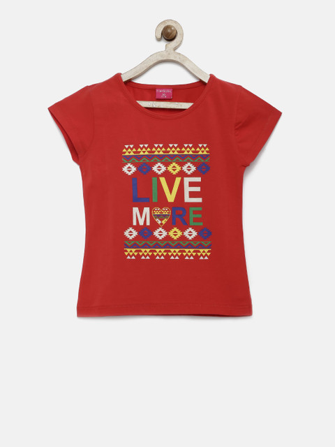 

Tiny Girl Red Printed Top