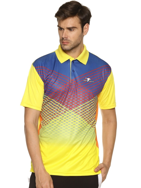 

HPS Sports Men Yellow & Blue Printed Polo Collar T-shirt