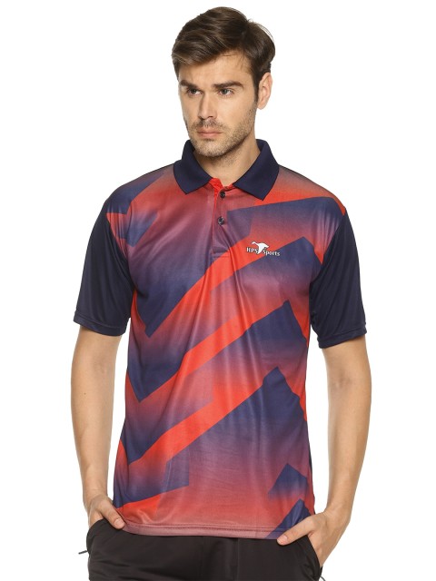 

HPS Sports Men Navy Blue Typography Printed Polo Collar T-shirt