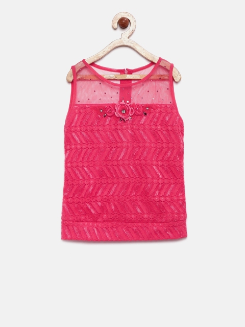 

Tiny Girl Girls Coral Red Lace Top