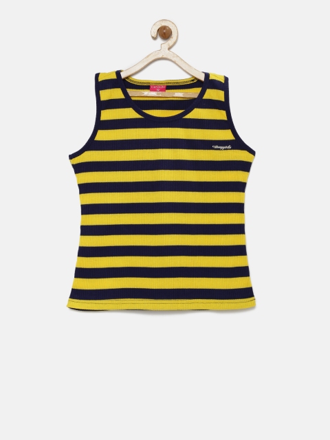 

Tiny Girl Navy & Yellow Striped Regular Top, Navy blue