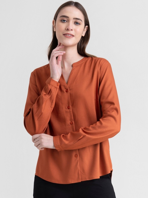 

FableStreet Women Rust Comfort Formal Shirt