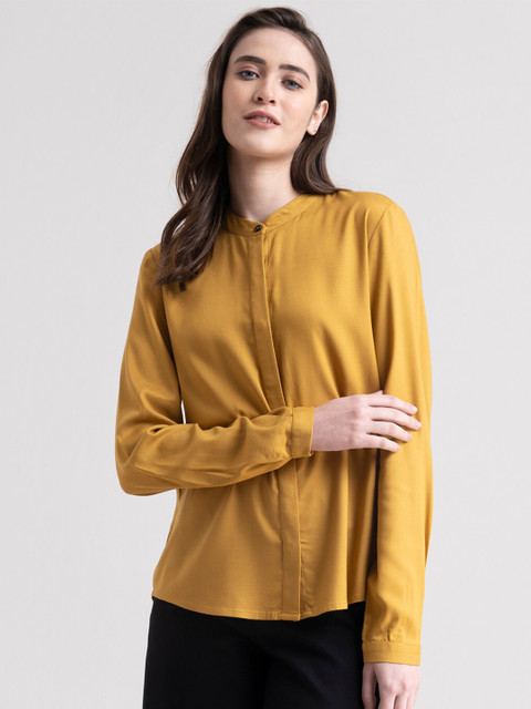 

FableStreet Women Mustard Comfort Formal Shirt