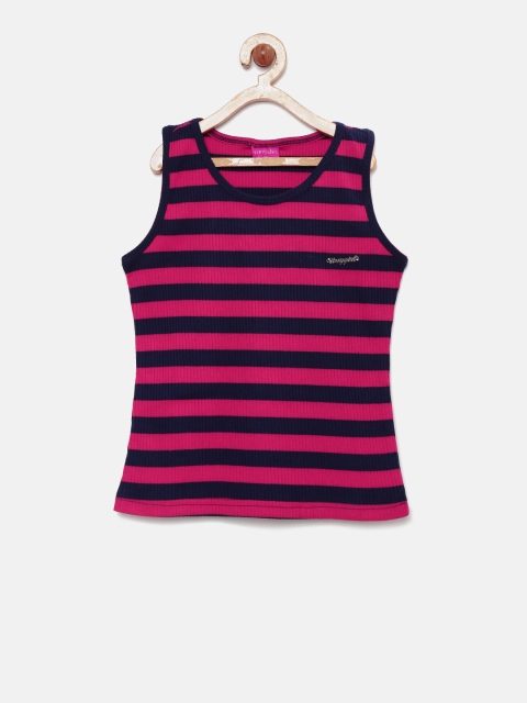

Tiny Girl Navy & Pink Striped Regular Top, Navy blue