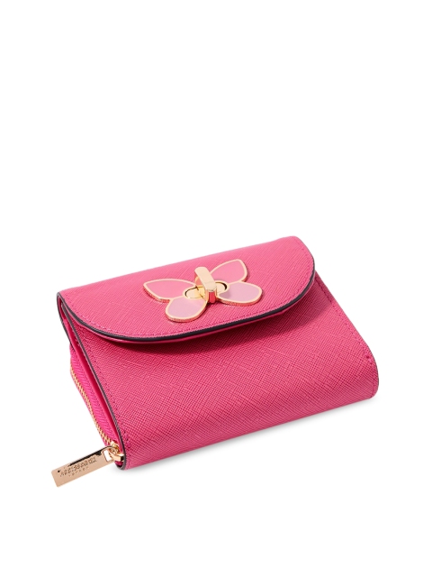 

Accessorize Women Pink & Gold-Toned Zip Around Wallet