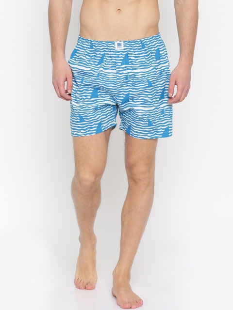 

SPYKAR Blue & White Printed Pure Cotton Boxers MBX-050-02AF