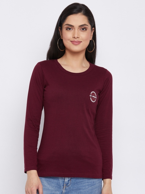 

THE MILLION CLUB Women Maroon T-shirt