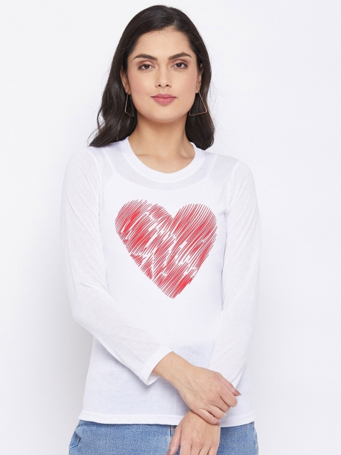 

THE MILLION CLUB Women White Extended Sleeves Pockets T-shirt