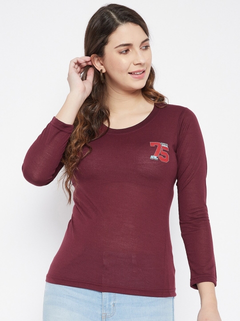 

THE MILLION CLUB Women Maroon T-shirt