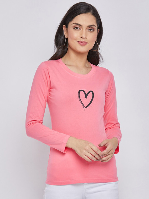 

THE MILLION CLUB Women Pink & Black T-shirt