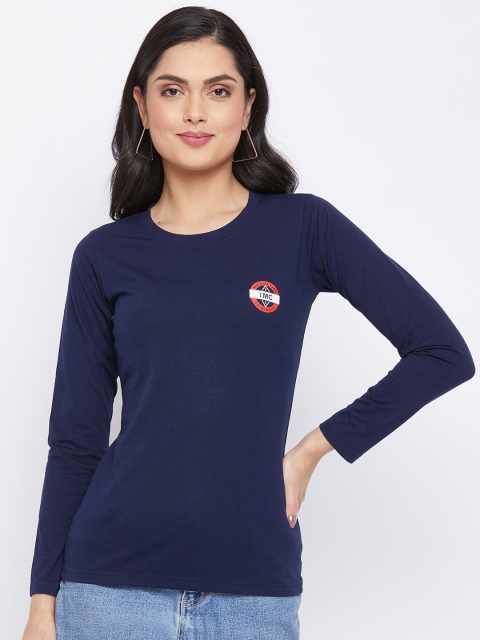 

THE MILLION CLUB Women Navy Blue Solid T-shirt