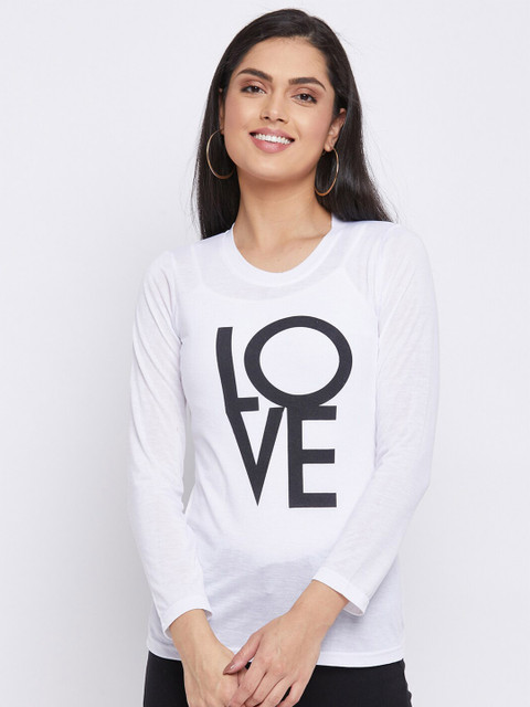 

THE MILLION CLUB Women White Typography Printed T-shirt