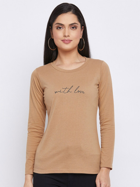 

THE MILLION CLUB Women Beige V-Neck T-shirt