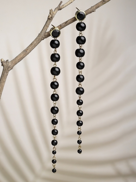 

KARATCART Black Beads Classic Drop Earrings