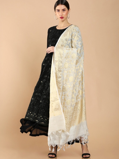 

Soch White & Gold-Toned Woven Design Viscose Rayon Dupatta