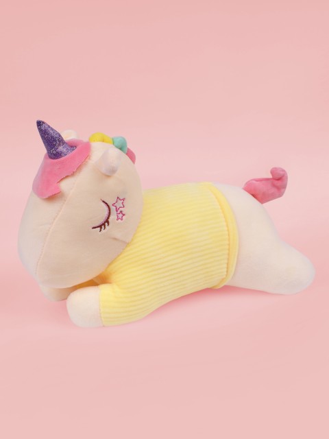 

DukieKooky Unisex Kids Cream & Pink Sleeping Unicorn Soft Toy