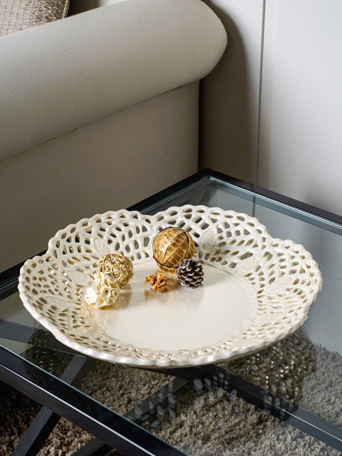 

Pure Home and Living Cream Cut-Work Ceramic Decorative Platter