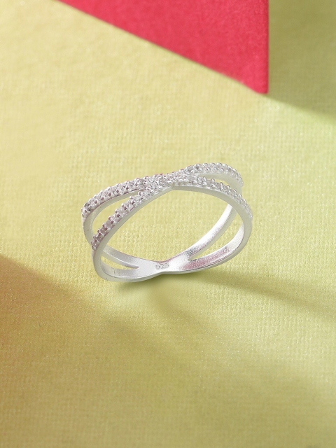 

Accessorize Women 925 Sterling Pure Silver Cubic Zirconia Crossover Rings