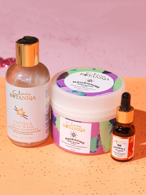 

Clovia BOTANIQA Set of 3 Body Wash, Body Butter & Face Serum, Transparent