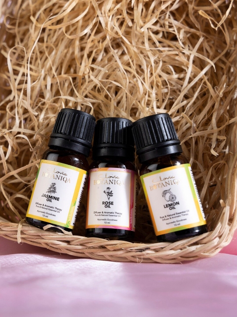 

Clovia BOTANIQA Pack of 3 Jasmine, Rose, & Lemon Essential Oil- 10ml Each, Transparent