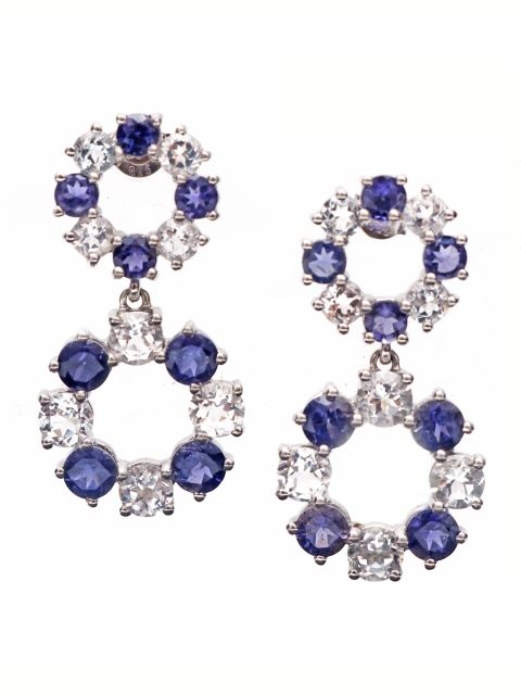 

HIFLYER JEWELS Blue & White Contemporary Sterling Silver Drop Earrings