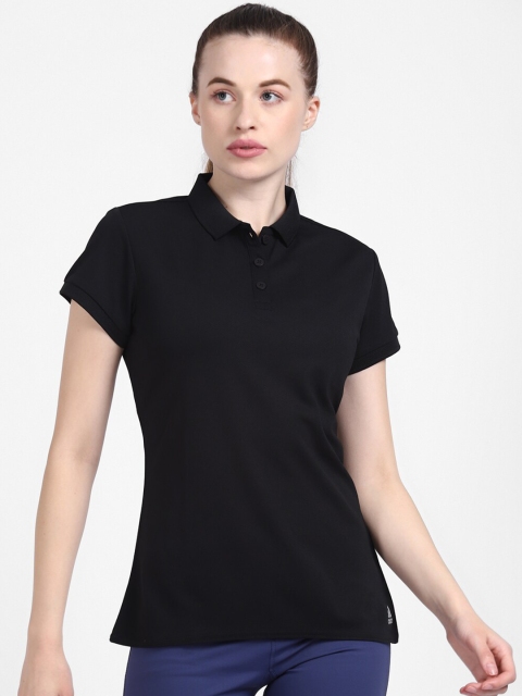 

ADIDAS Women Black Polo Collar T-shirt