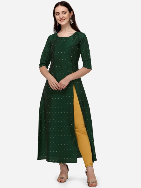 

Tikhi Imli Women Green Printed Jacquard Kurta