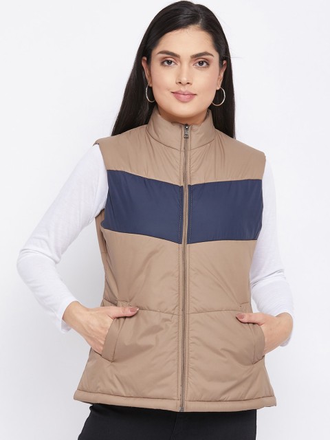 

THE MILLION CLUB Women Beige Colourblocked Insulator Padded Jacket