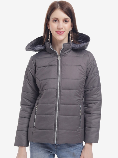

THE MILLION CLUB Women Grey Insulator Longline Puffer Jacket