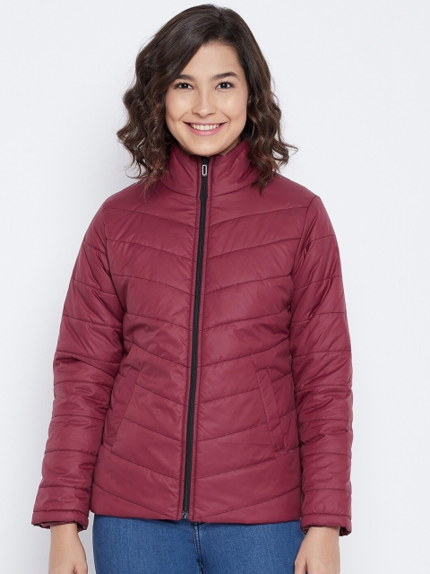 

THE MILLION CLUB Women Maroon Floral Insulator Bomber Jacket