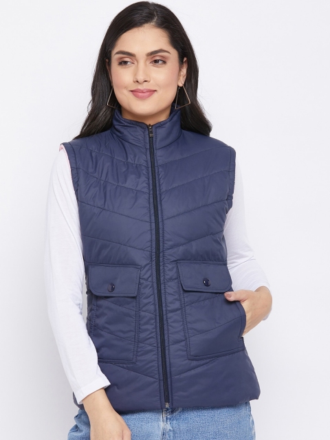 

THE MILLION CLUB Women Navy Blue Insulator Padded Jacket