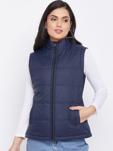 

THE MILLION CLUB Women Navy Blue Insulator Padded Jacket