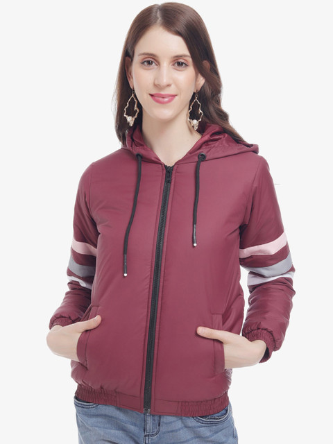 

THE MILLION CLUB Women Burgundy Insulator Open Front Jacket