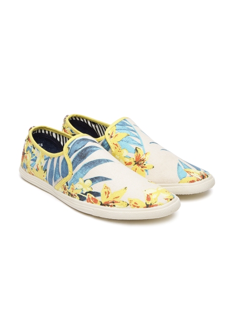 

Jack & Jones Men Beige & Blue Printed Regular Slip-On Sneakers