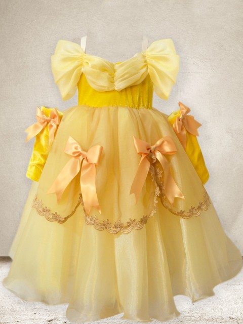 

A T U N Yellow & Beige Layered Bellatrix Maxi Dress