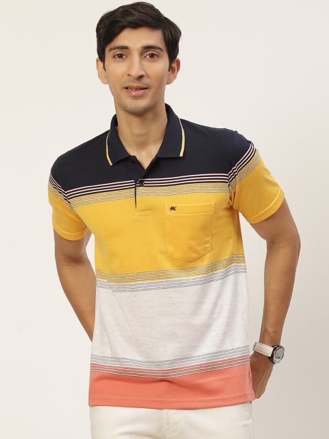 

Monte Carlo Men Mustard Yellow & White Colourblocked Polo Collar T-shirt