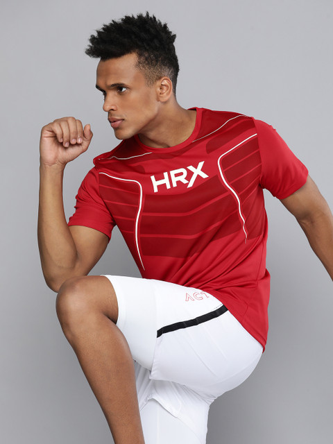 

HRX By Hrithik Roshan Training Men Formula Red Rapid-Dry Brand Carrier Tshirts