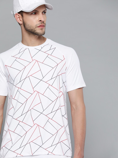 

HRX By Hrithik Roshan Racketsport Men Optic White Rapid-Dry Abstract Tshirts