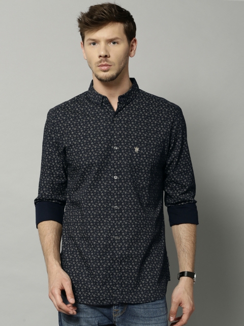 

French Connection Men Navy Printed Slim Fit Casual Shirt, Navy blue