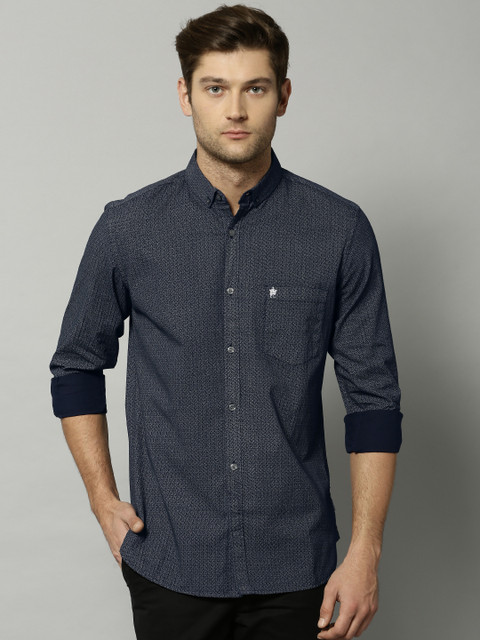 

French Connection Men Navy Slim Fit Printed Casual Shirt, Navy blue