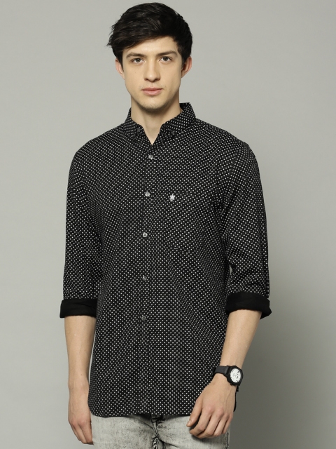 

French Connection Men Black & White Printed Slim Fit Casual Shirt