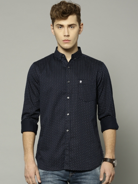 

French Connection Men Navy Blue Printed Slim Fit Casual Shirt