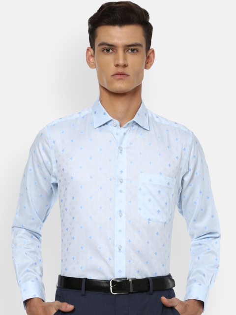

Louis Philippe Men Blue Slim Fit Printed Pure Cotton Formal Shirt