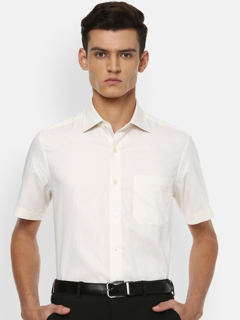 

Louis Philippe Men Cream-Coloured Pure Cotton Formal Shirt