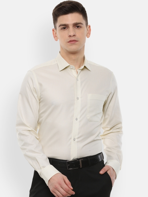 

Louis Philippe Men Cream-Coloured Slim Fit Pure Cotton Formal Shirt